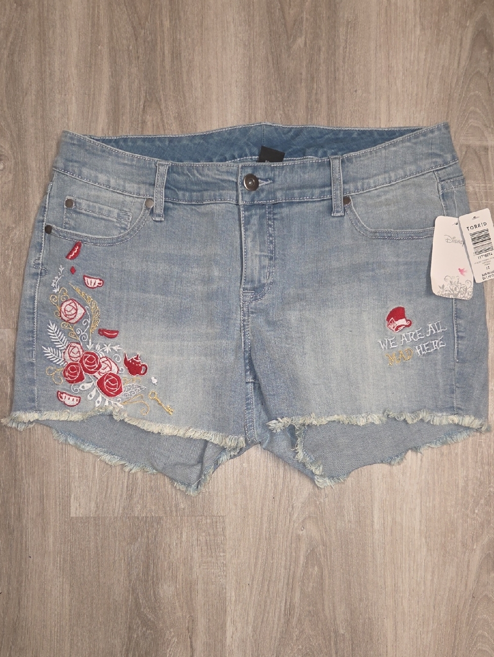 Disney Light Blue Embroidered Denim Cutoff Shorts